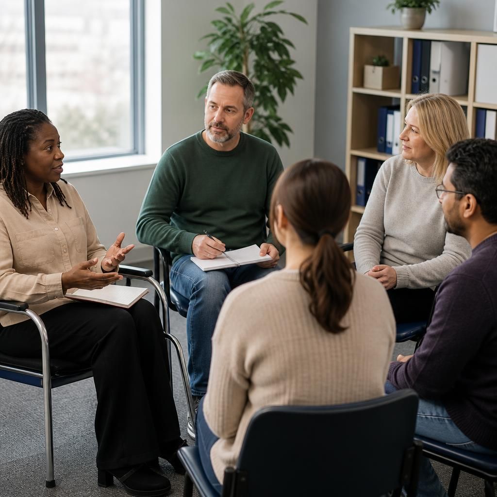 Foster carers taking part in a group training discussion