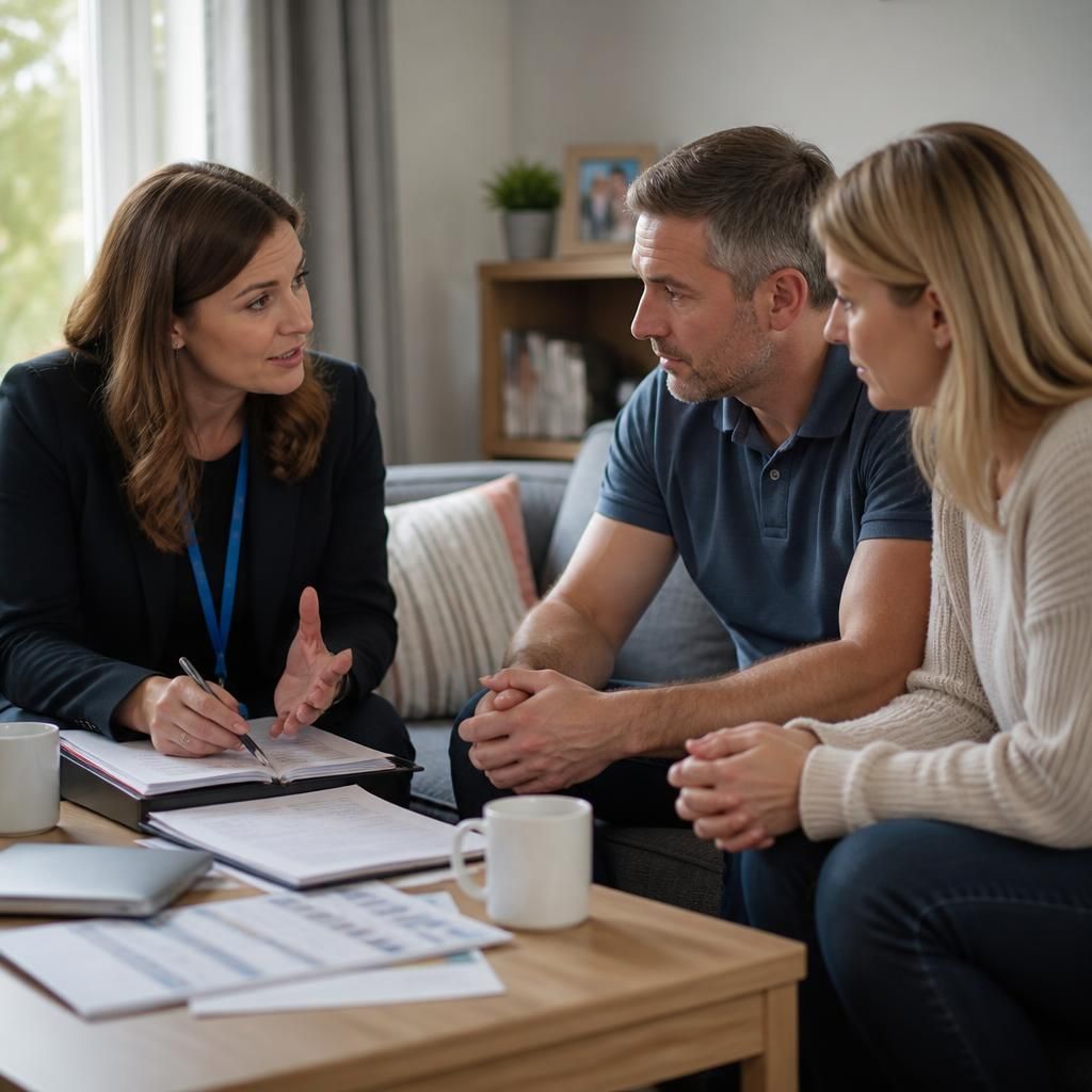 Social worker discussing a placement with prospective foster to adopt carers