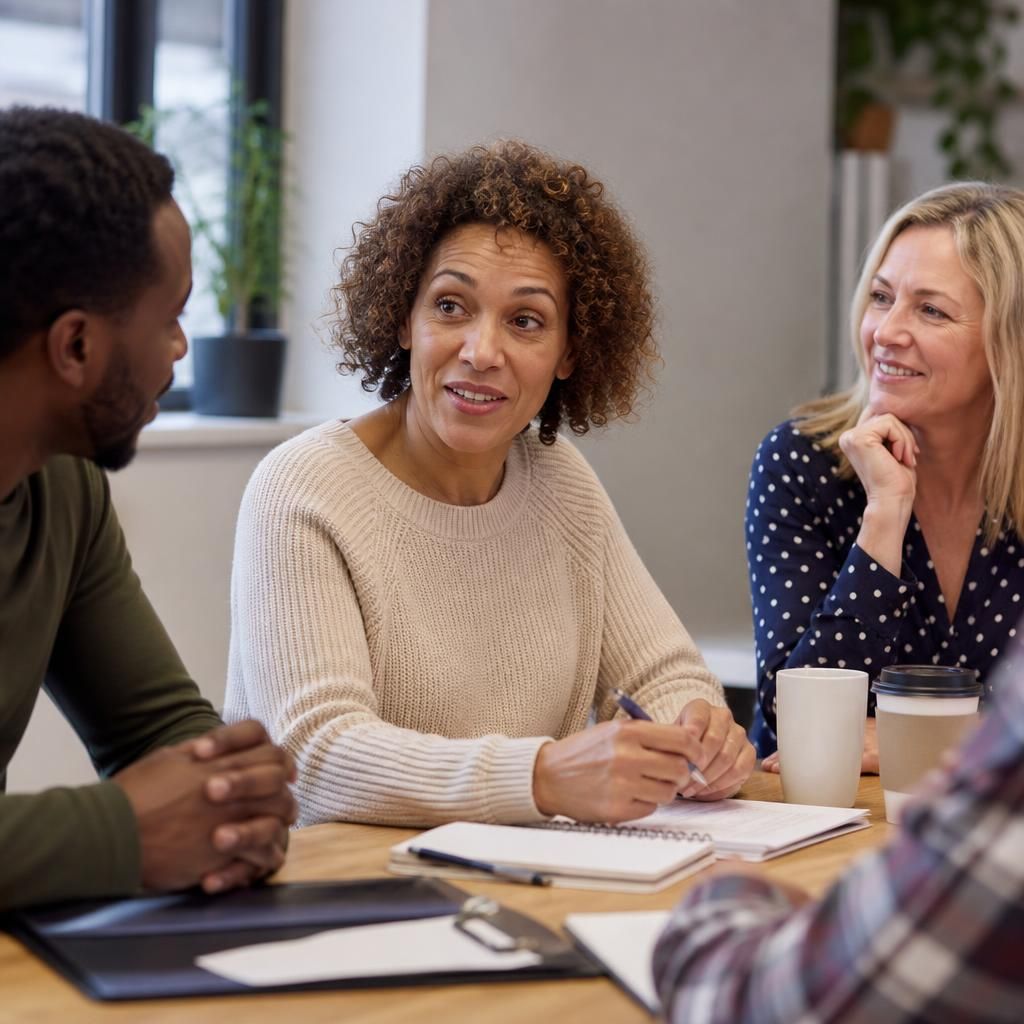 Foster carer taking part in a training discussion with colleagues