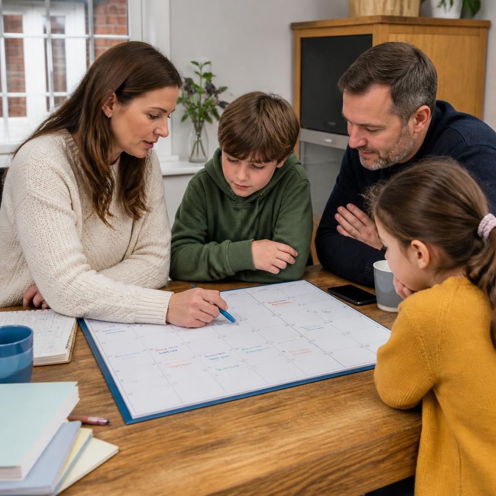 Family organising activities around a shared calendar