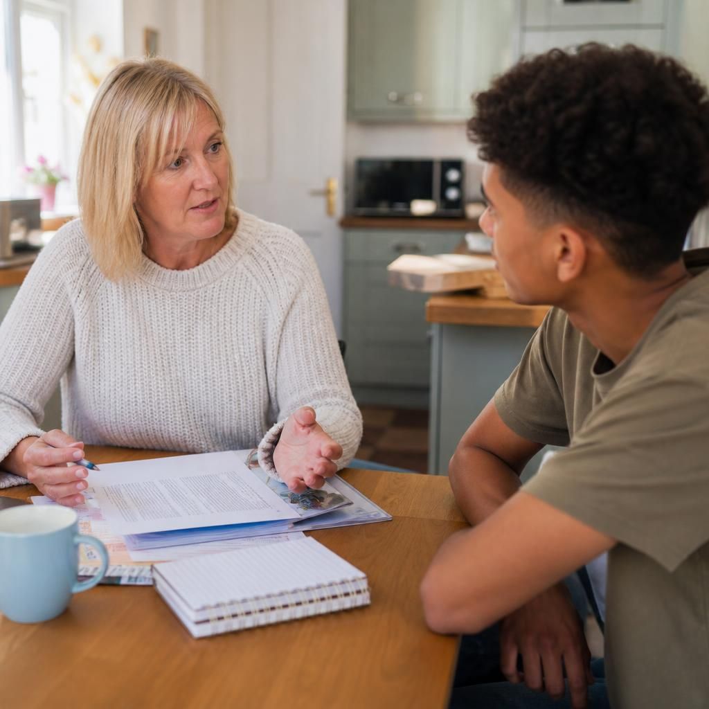 Foster carer discussing whether a placement is suitable for their household