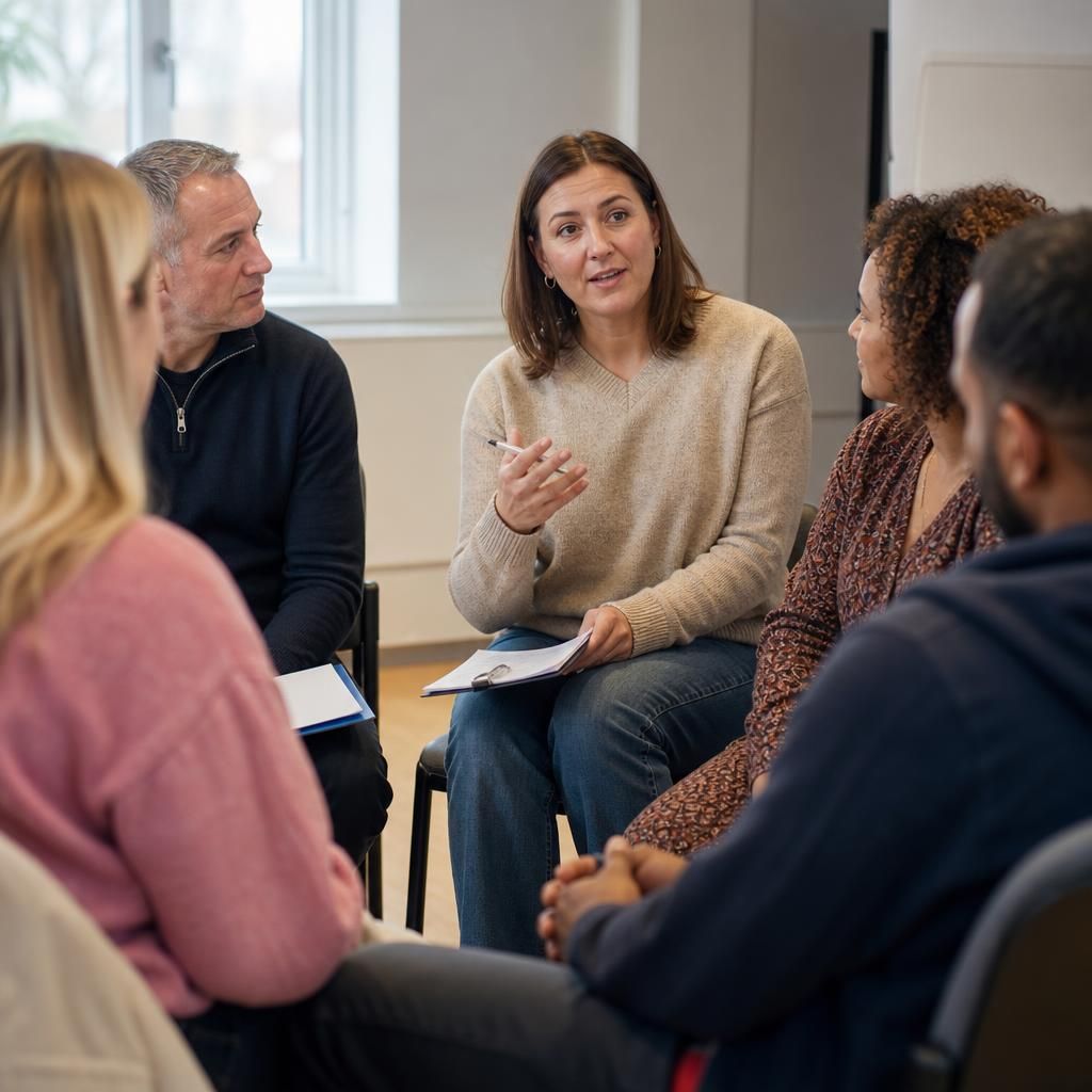 Foster carers taking part in a group training discussion