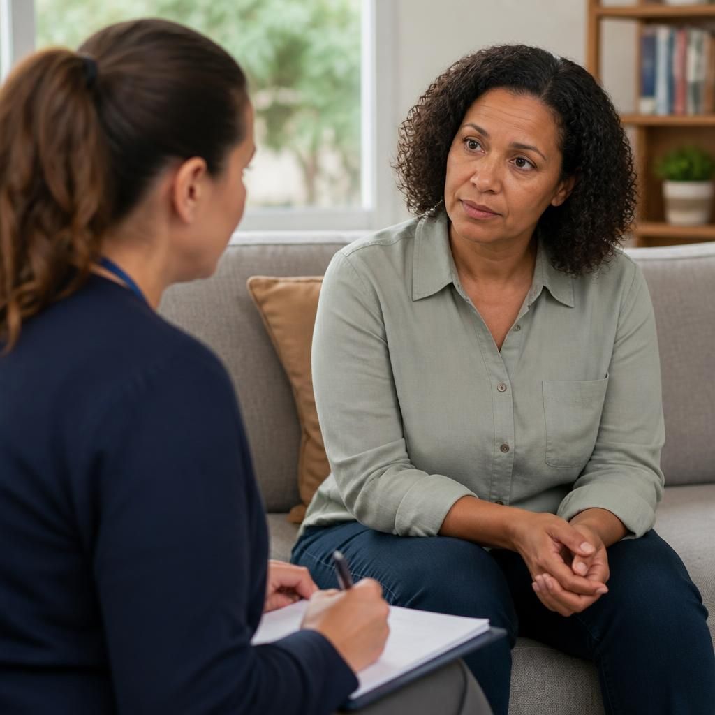 Foster carer discussing a proposed placement with a social worker
