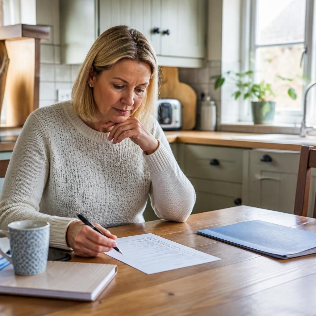 Foster carer reviewing a home preparation checklist at a kitchen table