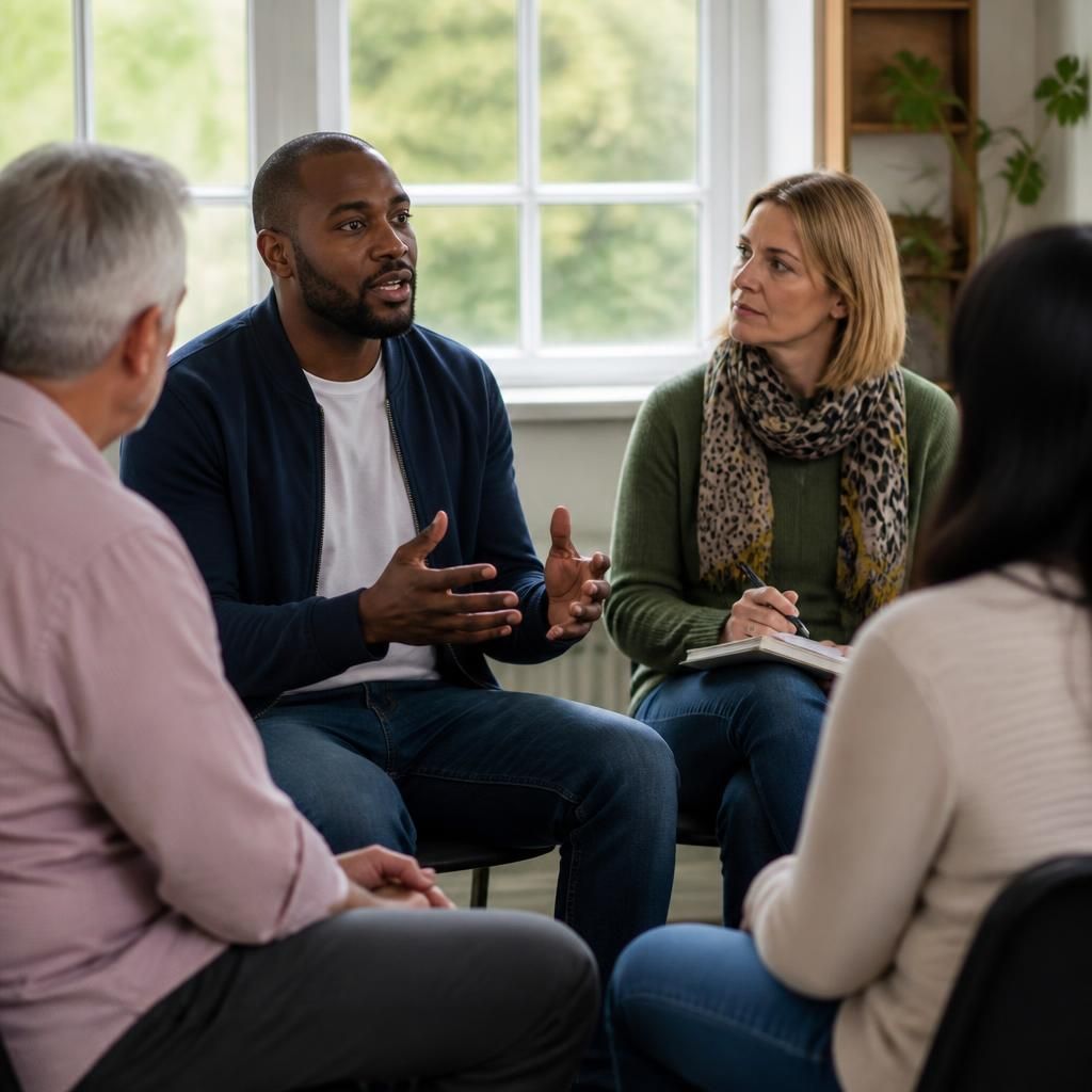 Prospective foster carers taking part in a group training discussion
