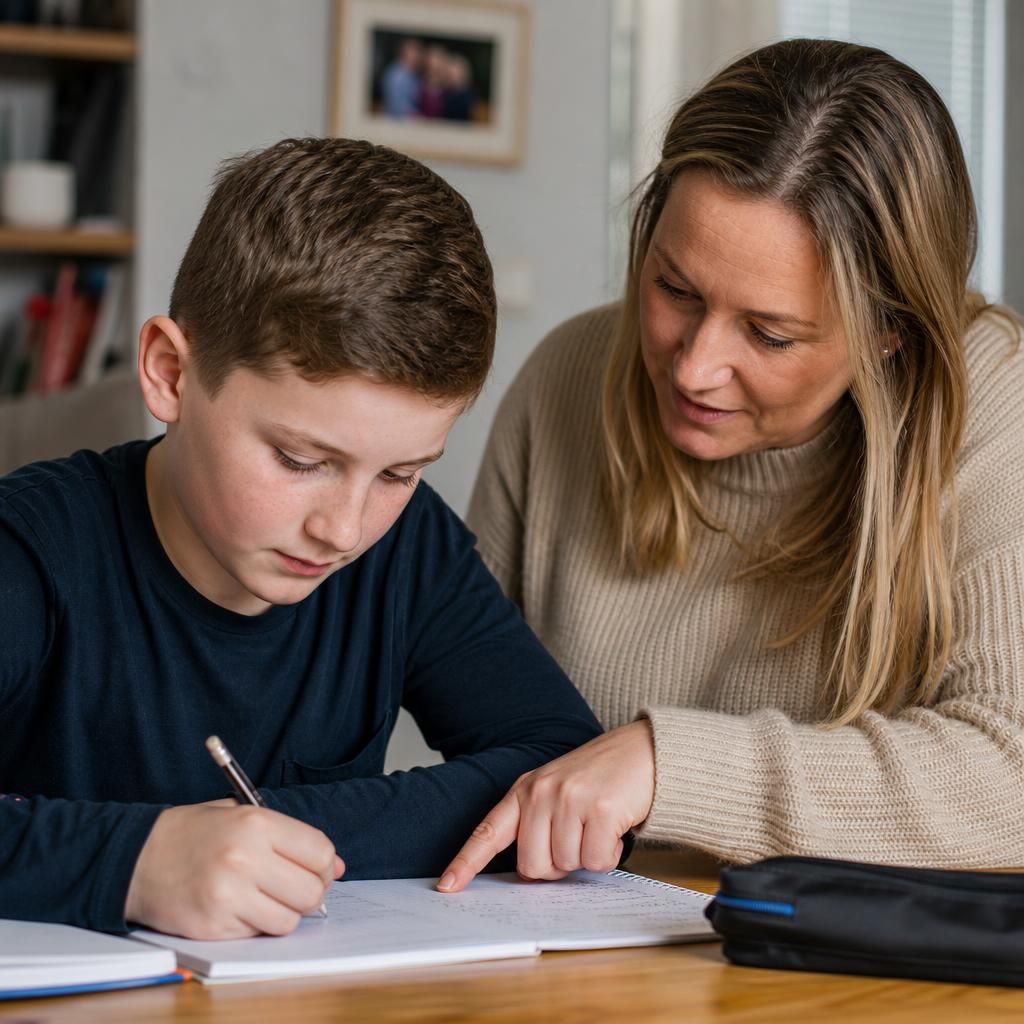 Foster carer helping a child with a daily activity