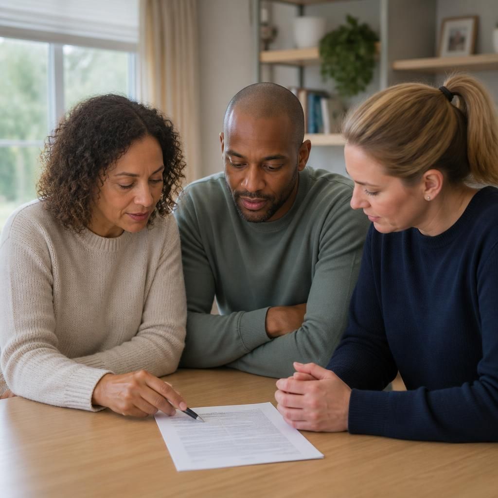 Foster carer and parent reviewing a written private fostering payment agreement