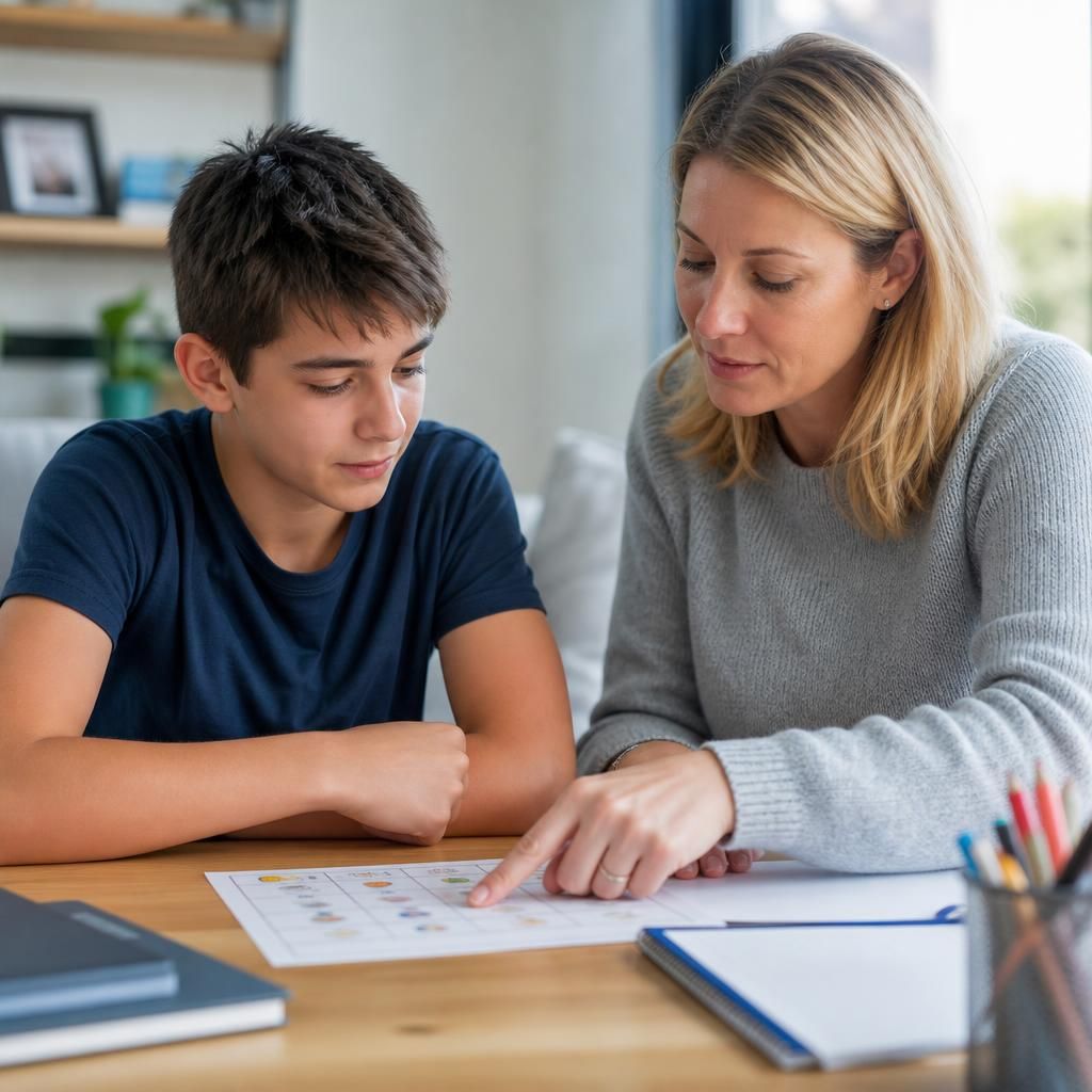 Foster carer and young person completing a structured activity together