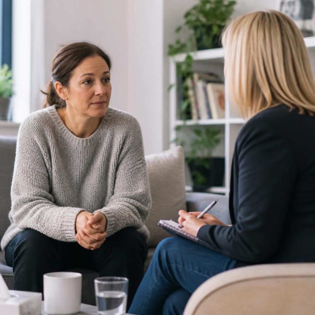 Foster carer speaking with a social worker during a placement review