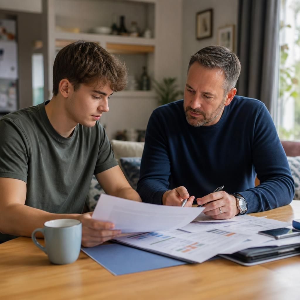 Young adult reviewing documents and personal plans with support