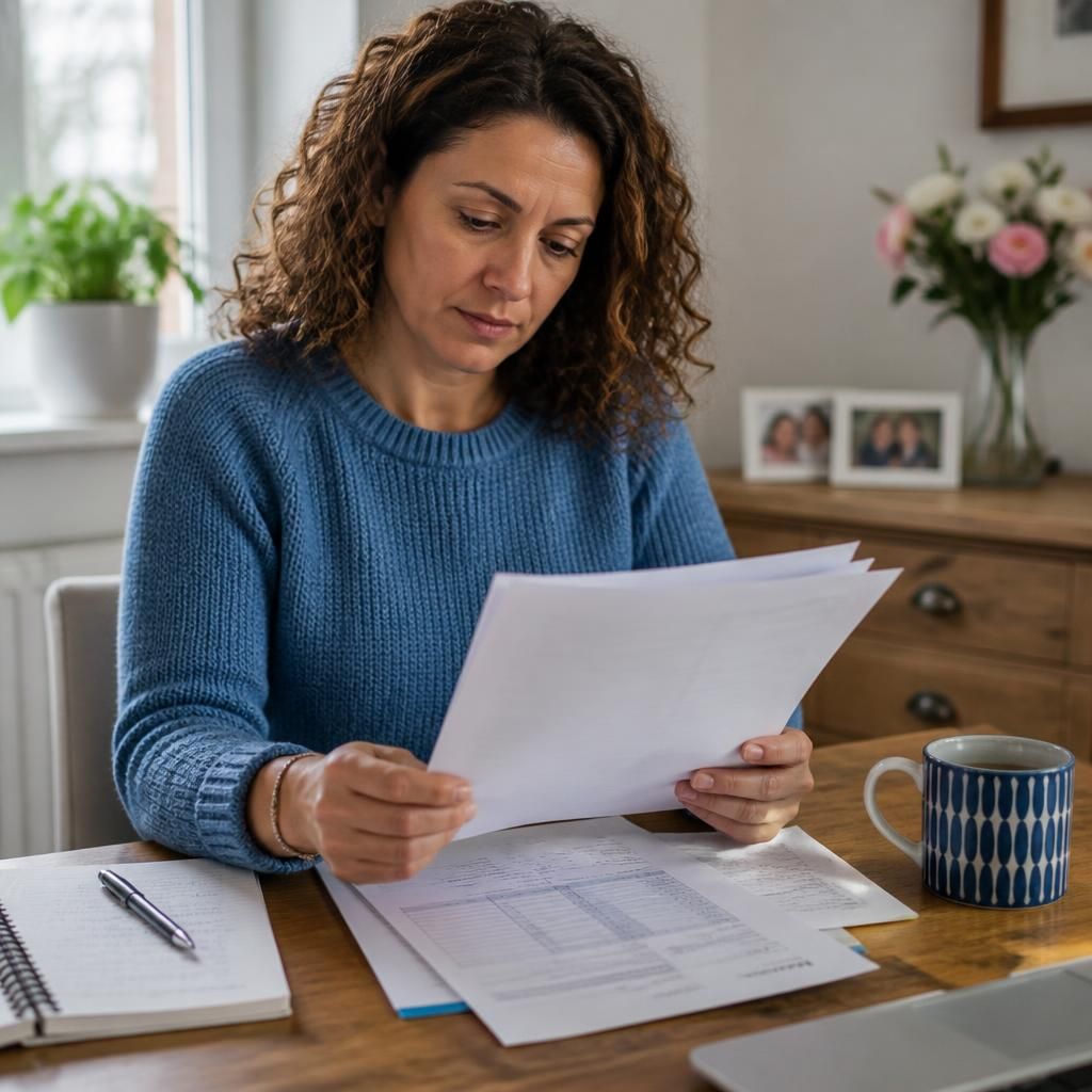 Foster carer reviewing placement documents and payment information