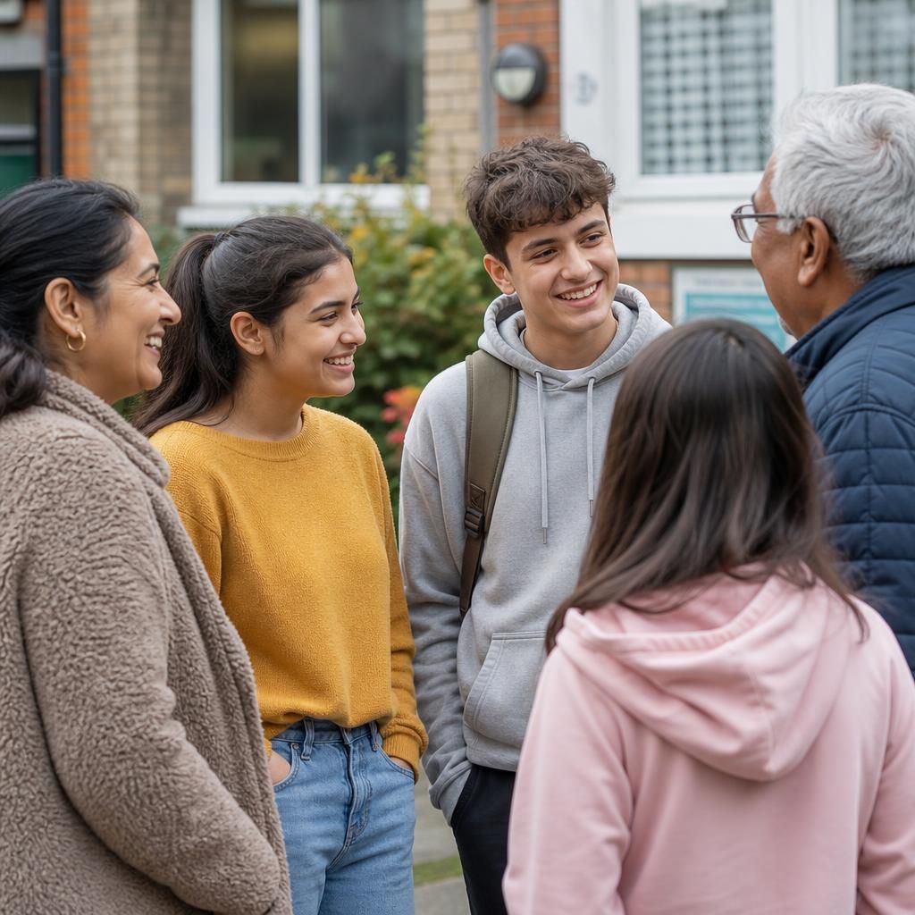 Young person spending time with supportive people in the community