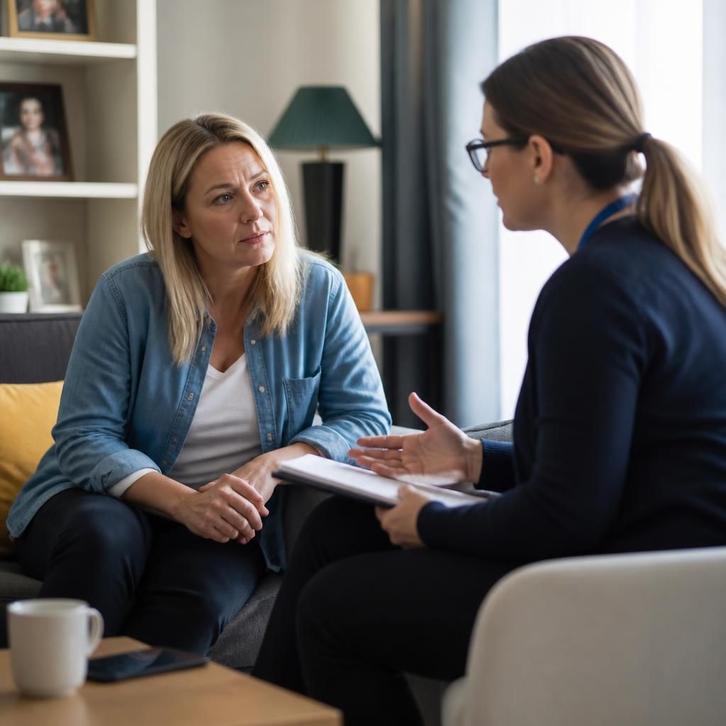 Foster carer discussing a proposed placement with a social worker