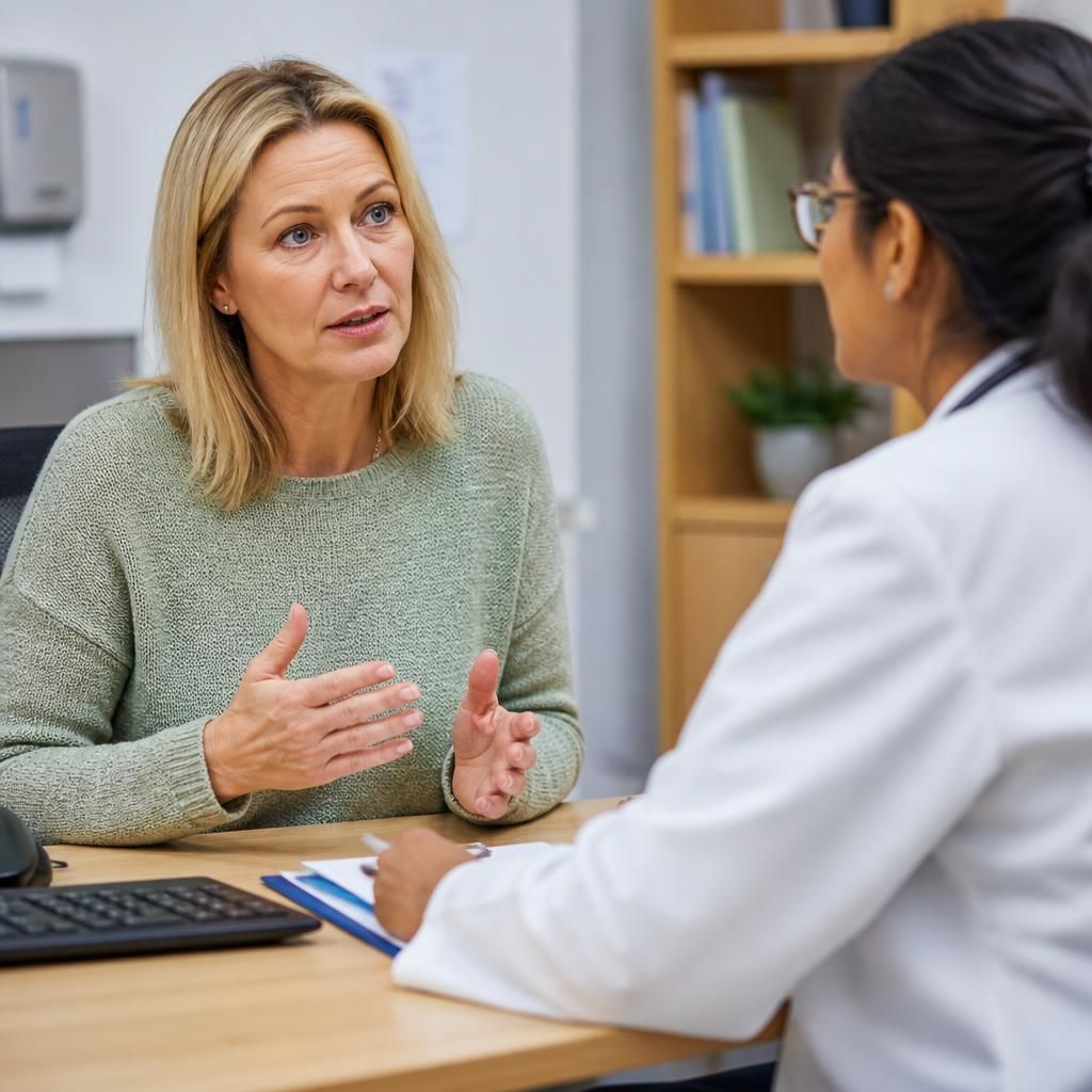 Foster carer discussing health information with a medical professional