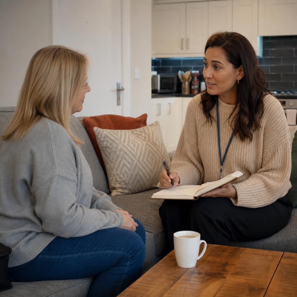 Foster carer discussing a proposed placement with a supervising social worker