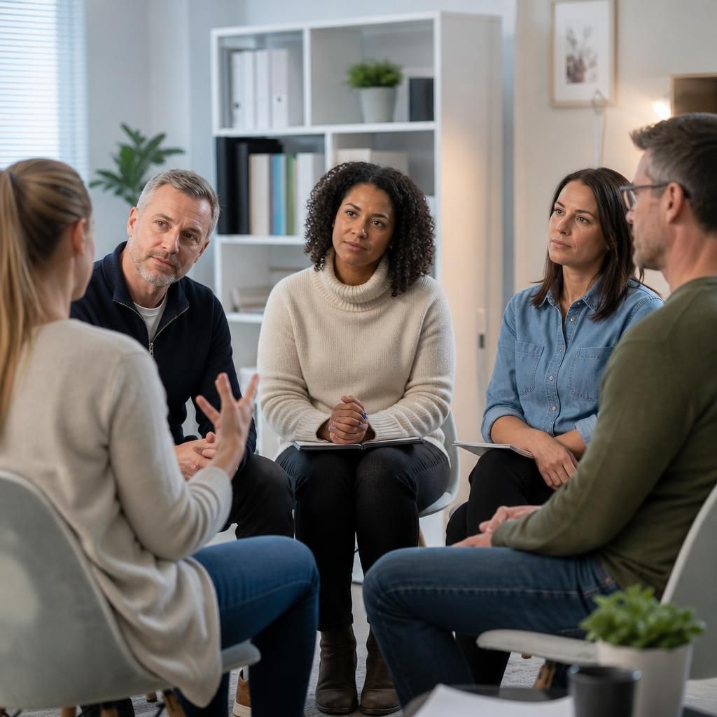 Foster carers taking part in a group training discussion