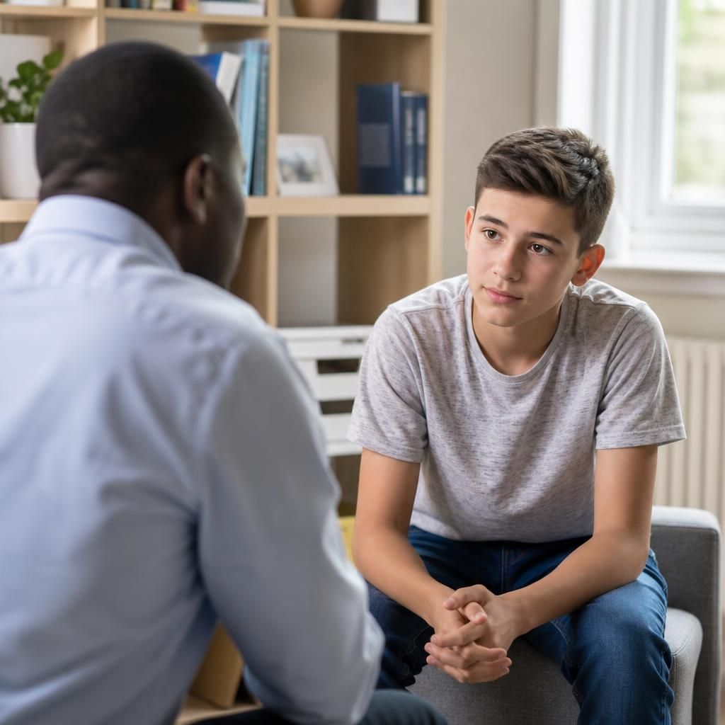 Young person speaking privately with a support worker in a group home