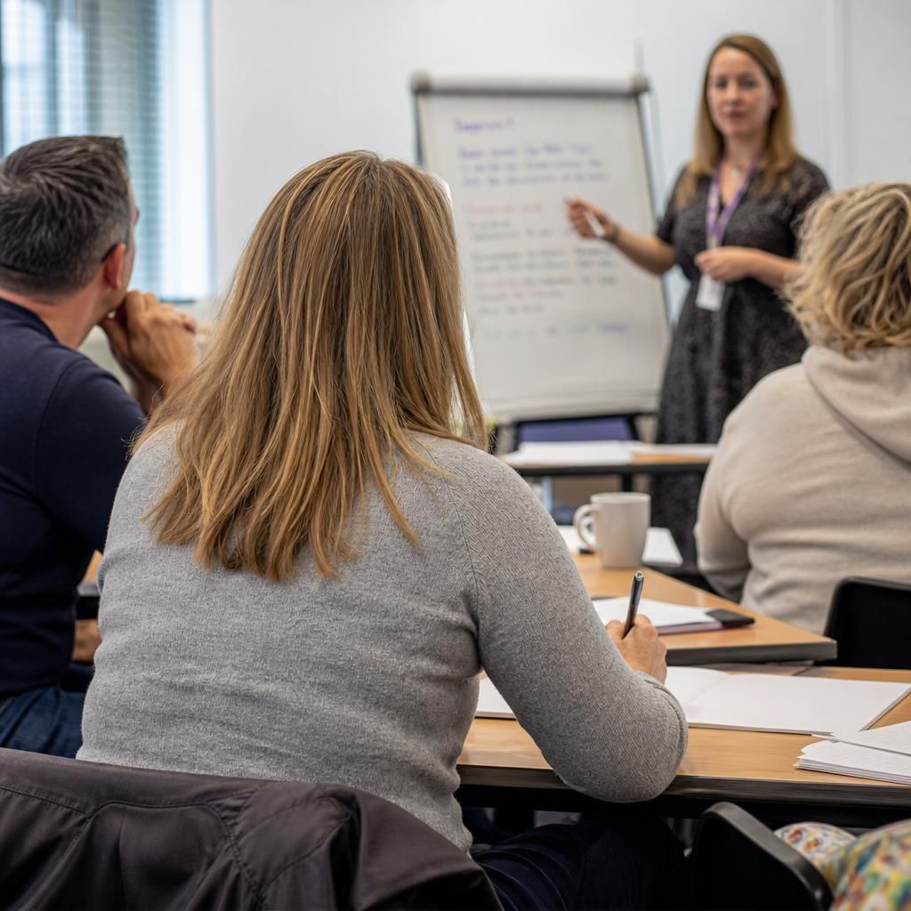 Foster carer attending a training session about caring for children