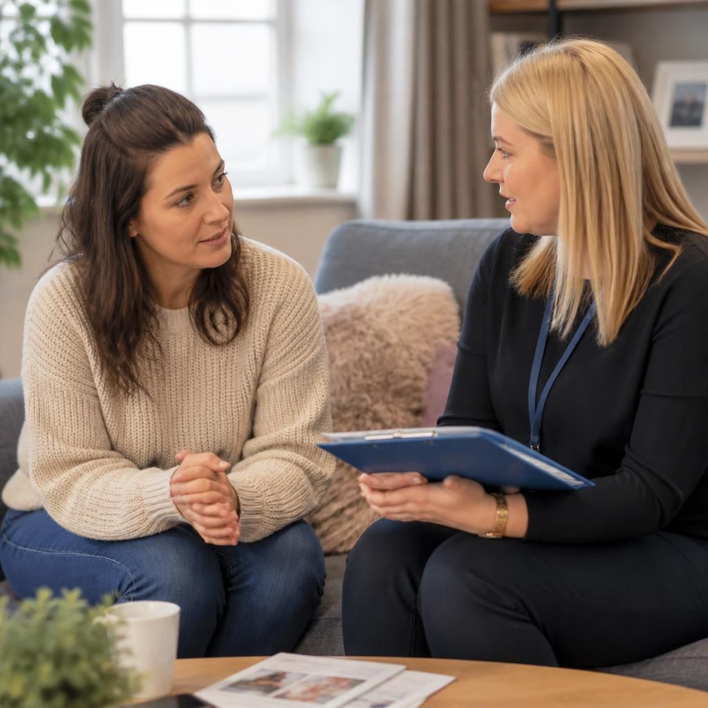 Prospective foster carer taking part in preparation training with a social worker