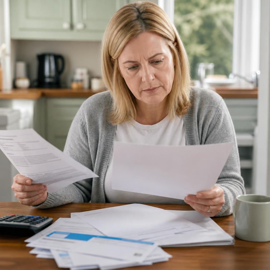 Foster carer reviewing a council tax bill and local authority documents