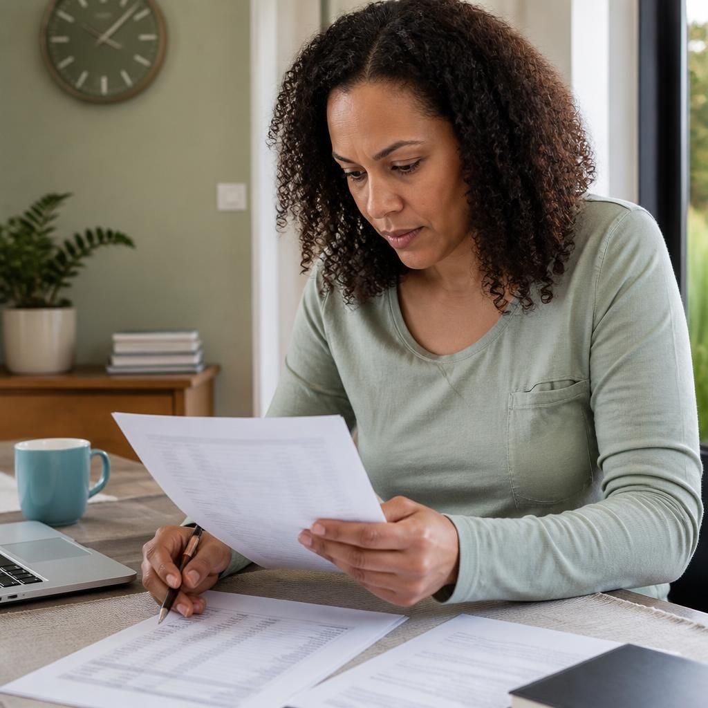 Foster carer reviewing a placement payment statement and written agreement