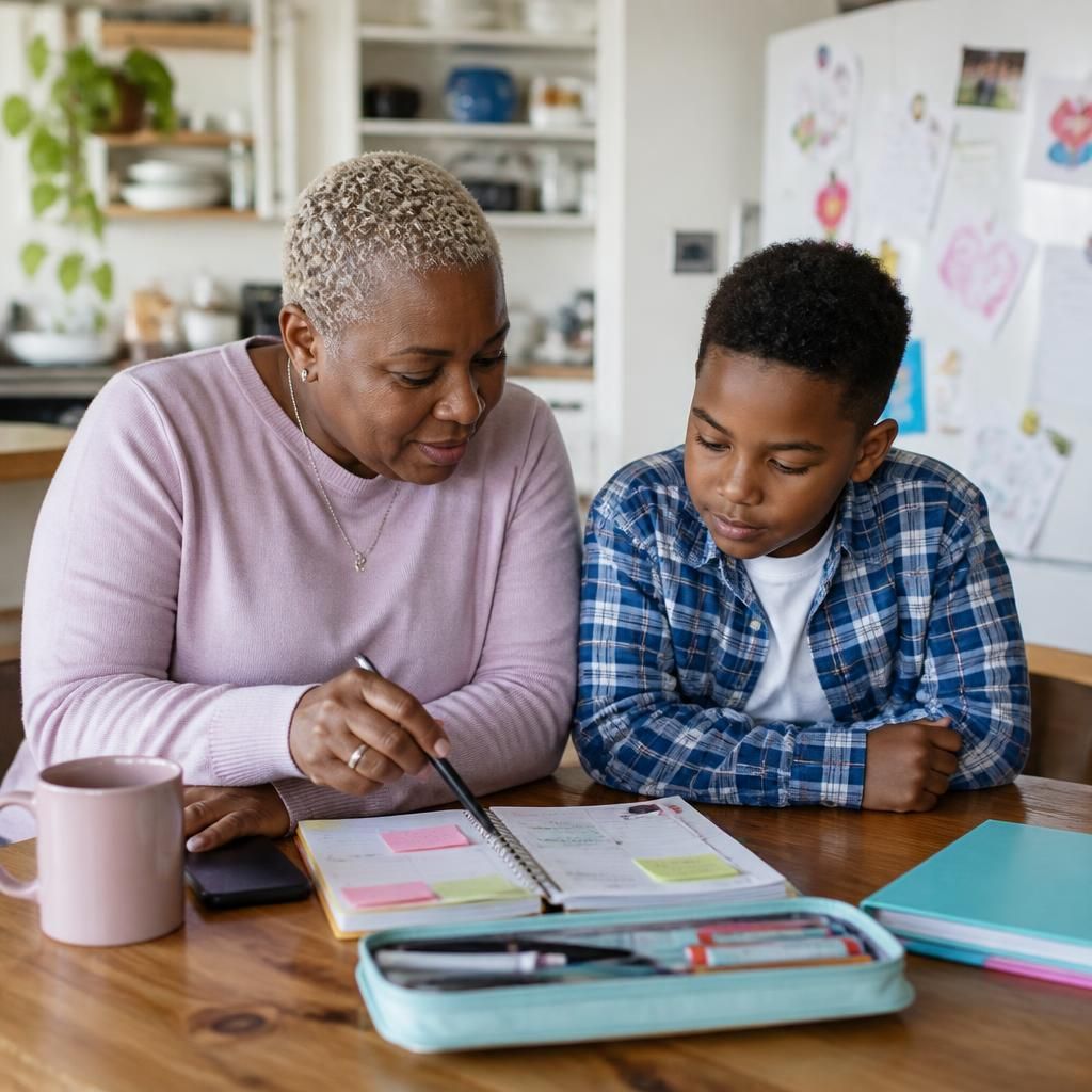 Kinship carer planning family routines around a child's needs