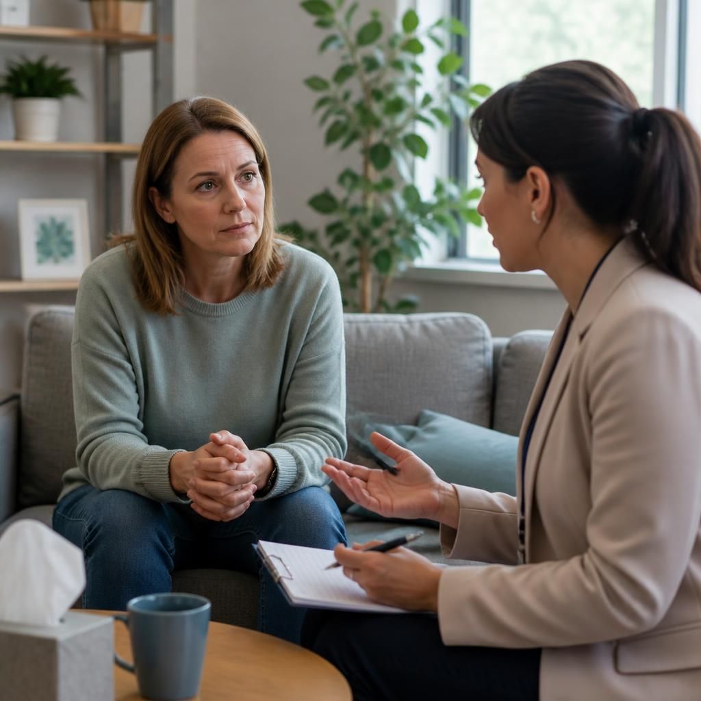 Foster carer speaking with a social worker about a child’s placement