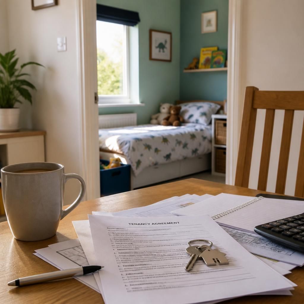 Rented family home with a child's bedroom and tenancy documents
