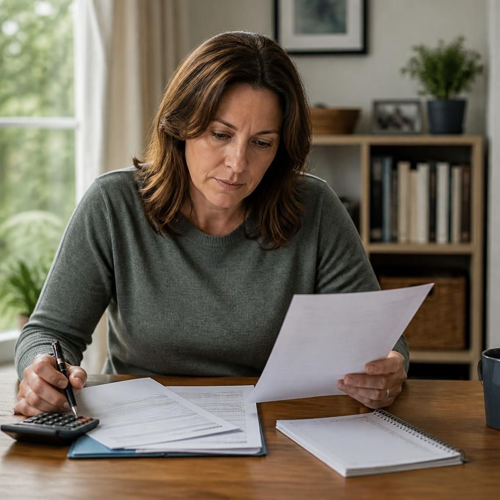 Foster carer reviewing placement dates and payment documents at a table