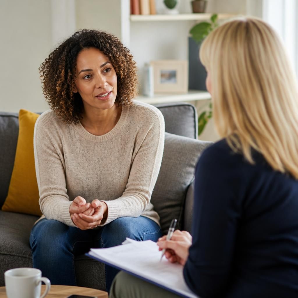 Foster carer discussing support arrangements with a supervising social worker