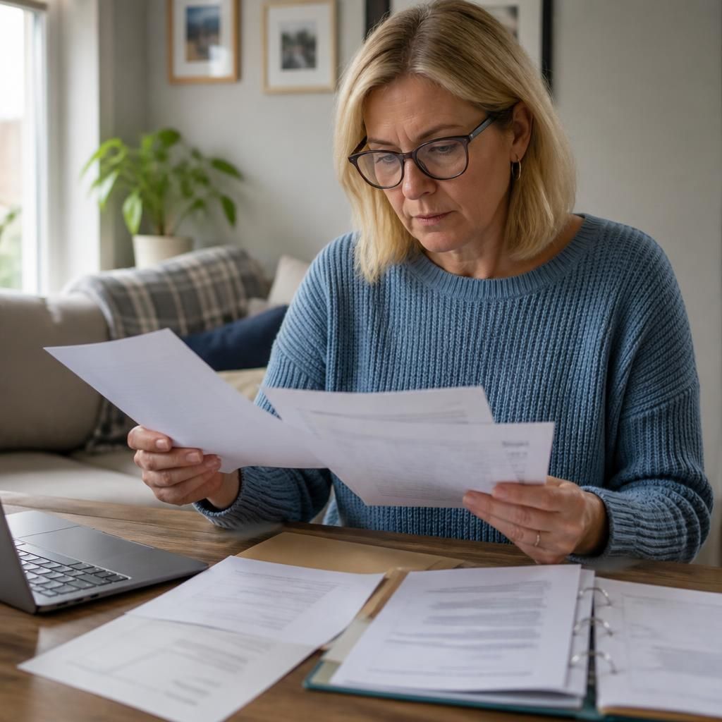 Foster carer reviewing address and employment history documents