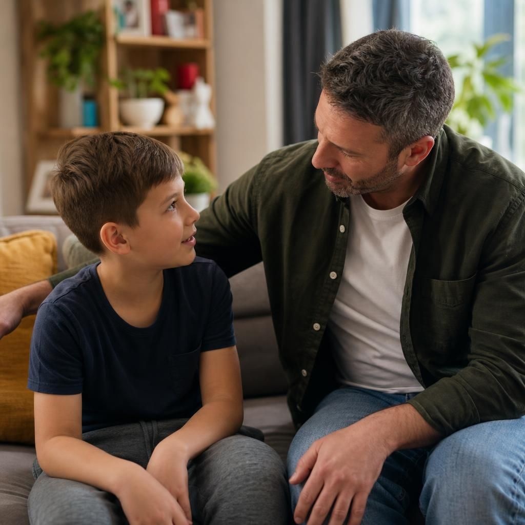 Foster carer and child spending time together at home