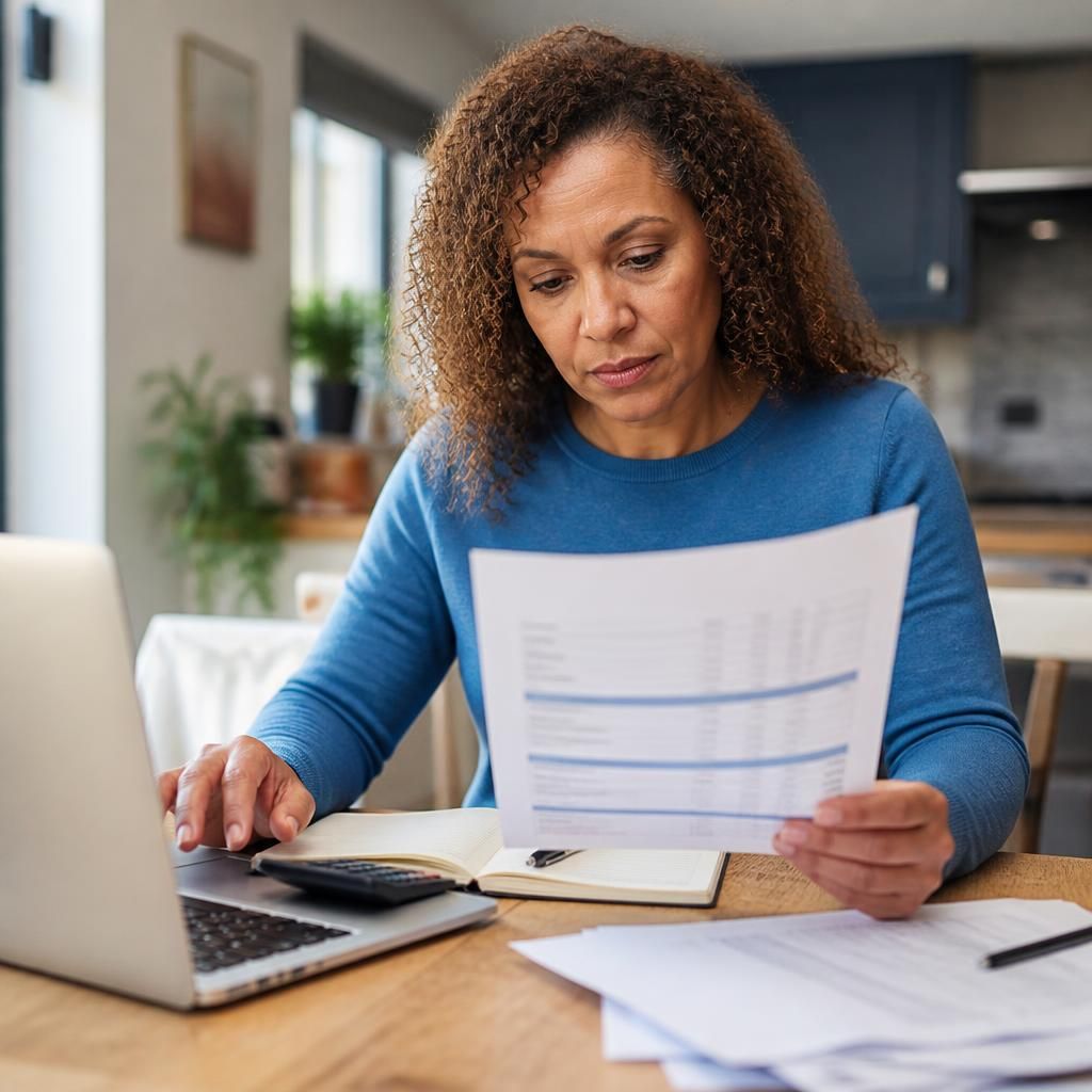 Foster carer reviewing a weekly payment statement and bank details