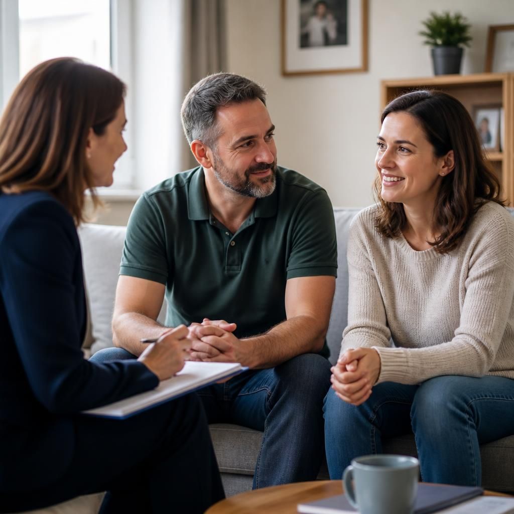 Foster family speaking with a support professional