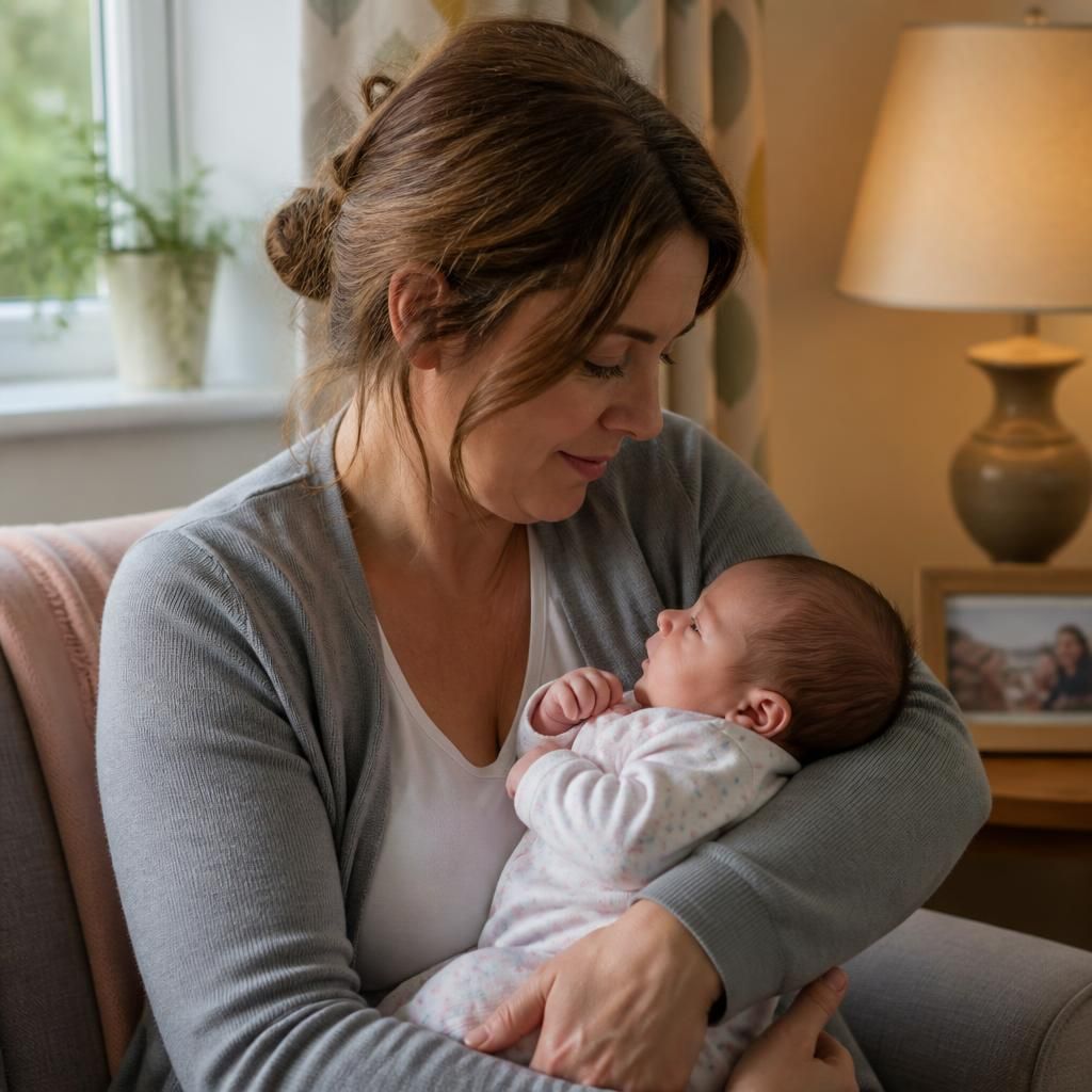 Foster carer holding a baby during infant care