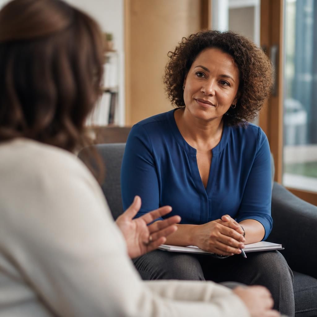 Foster parent speaking with a therapist during a counselling session