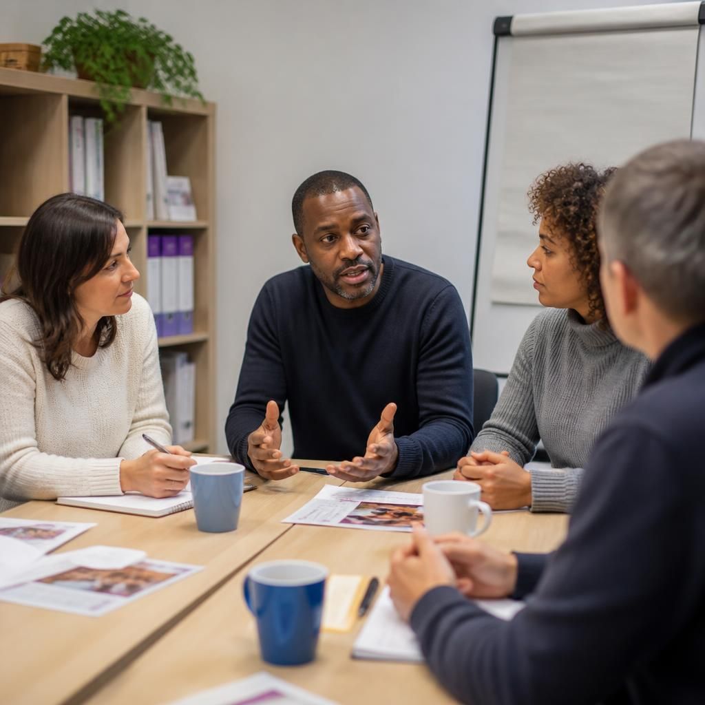 Foster carers taking part in a group training discussion