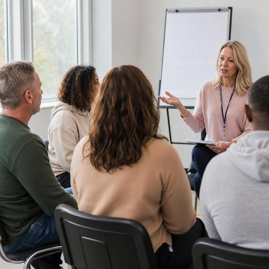 Foster carers taking part in a training session with a facilitator