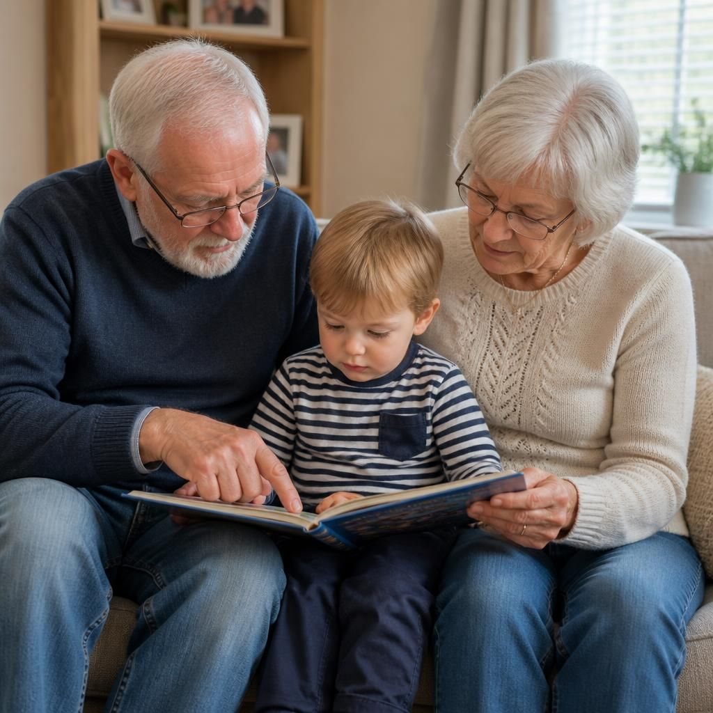 Grandparents caring for a young child at home