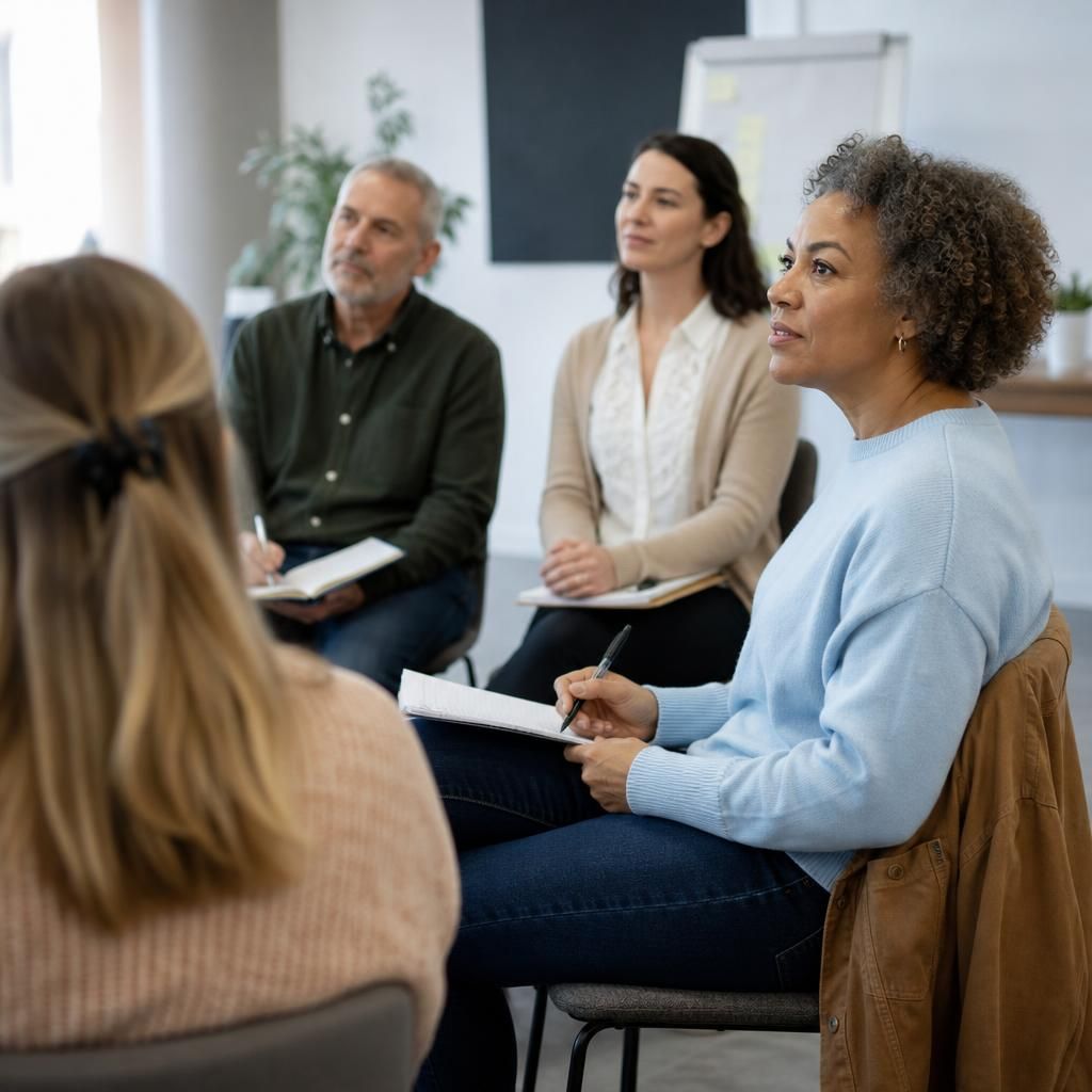 Prospective foster carers taking part in a group training session
