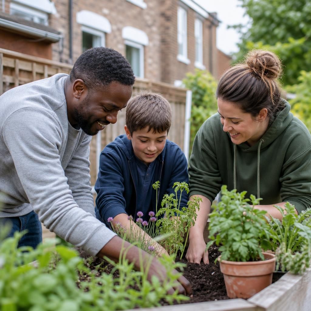 Foster family taking part in a shared outdoor activity