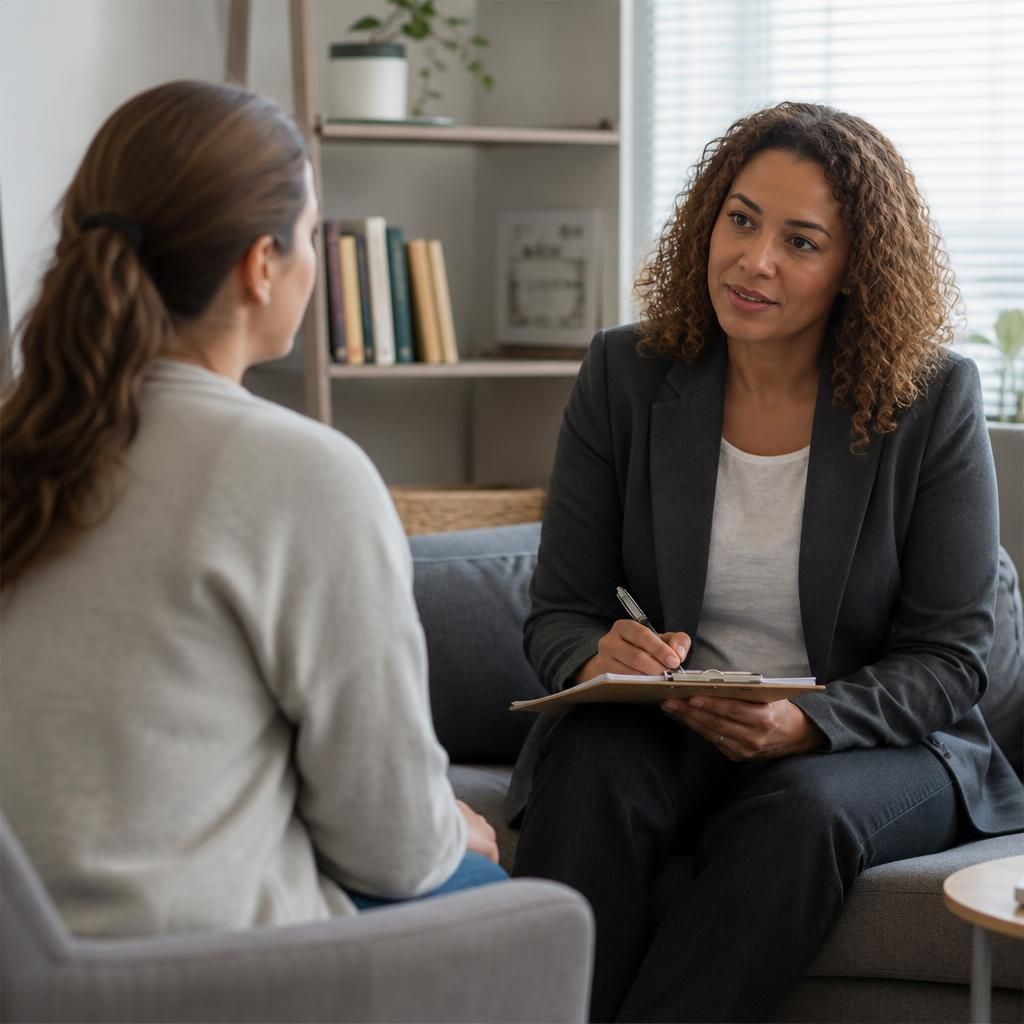 Foster carer speaking with a social worker during a complaints discussion