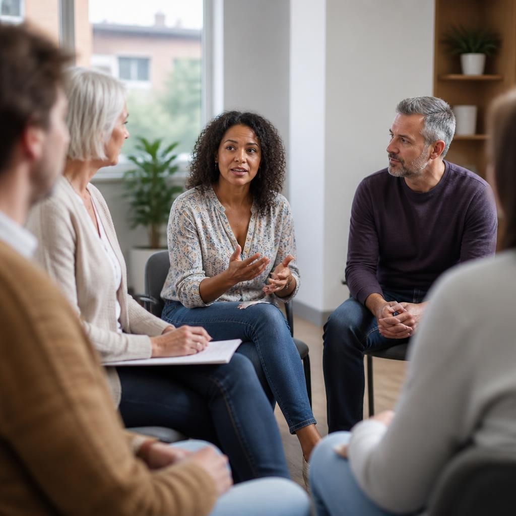 Prospective foster carers taking part in a group training discussion