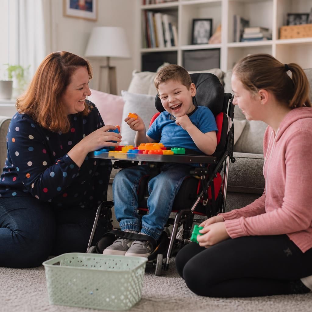 Children and carers spending time together in a family setting