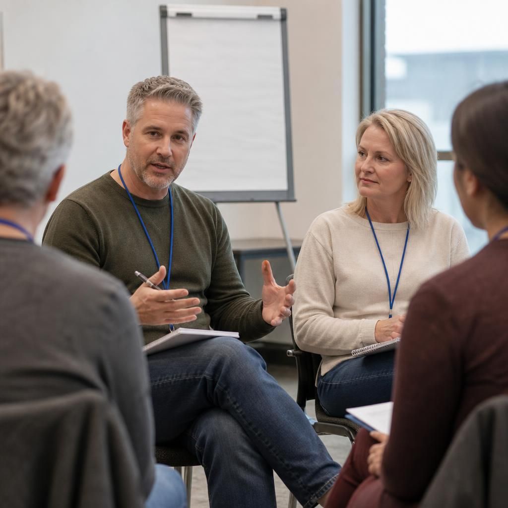 Foster carers taking part in a training discussion