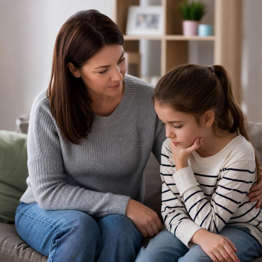 Foster carer sitting with a child after a family contact visit