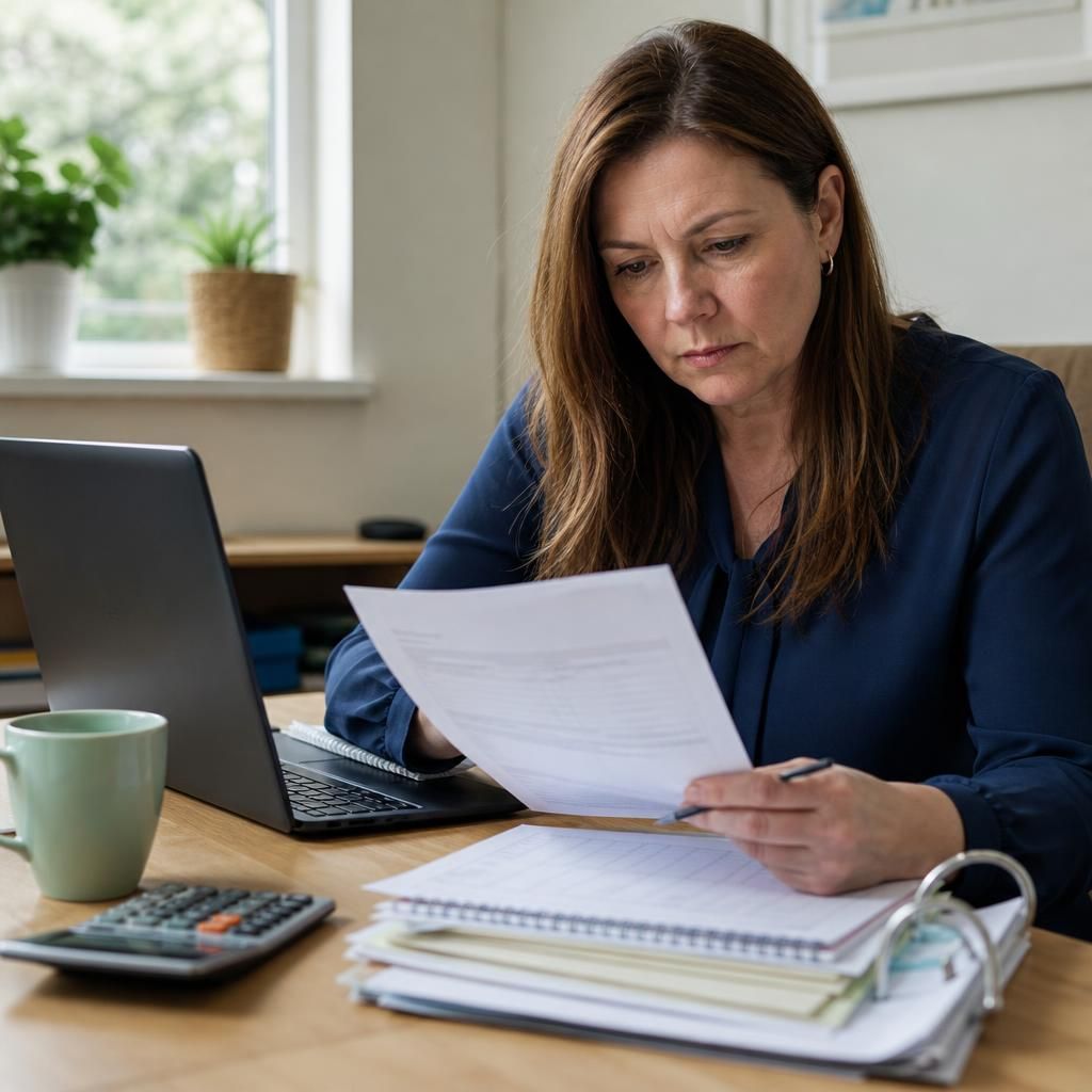 Foster carer reviewing placement information and payment arrangements