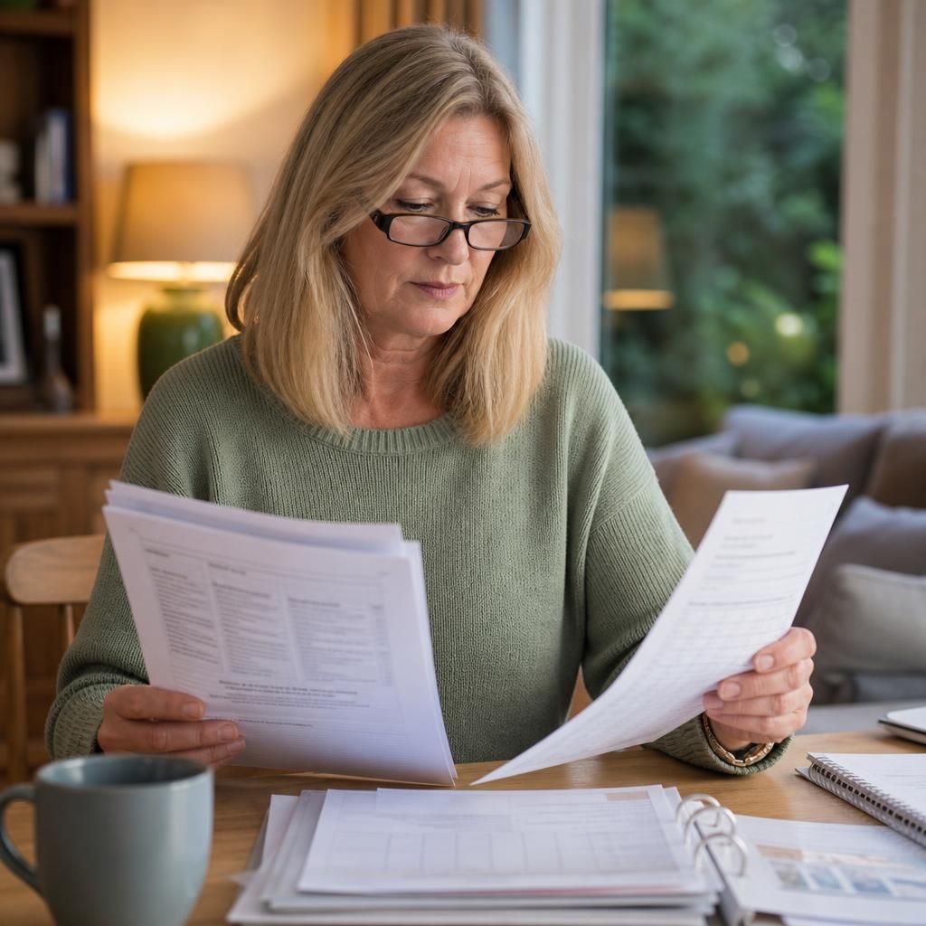 Foster carer reviewing a payment policy and placement paperwork