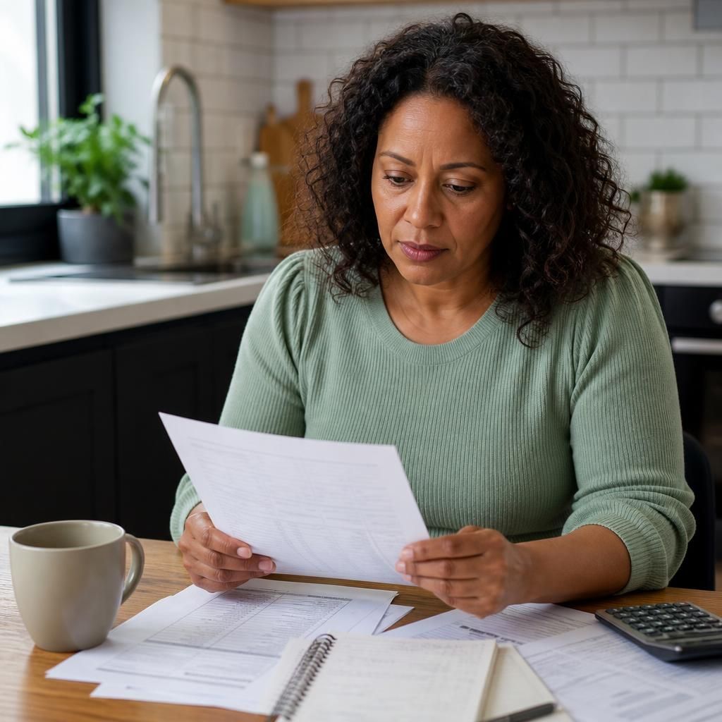 Foster carer reviewing a written breakdown of fostering payments and expenses