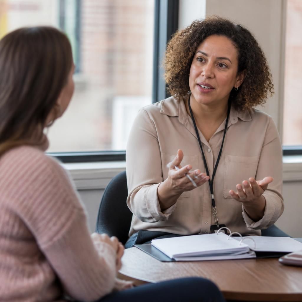 Prospective foster carer taking part in a training session with a trainer